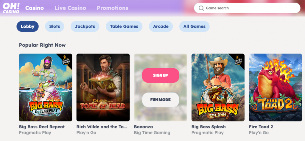 Oh Casino Spillutvalg